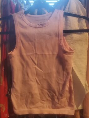 Ribbed Sleeveless Tank Top in Light Pink - Summer Collection
